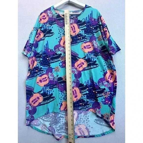 LuLaRoe Irma Disney Mickey Mouse Mid Sleeve Tunic T-Shirt Sz Medium Hi Low - Picture 3 of 7